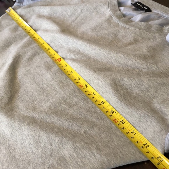 Trouve Mixed Fabric Sweatshirt front, Oxford striped back, shirred details - Picture 6 of 6